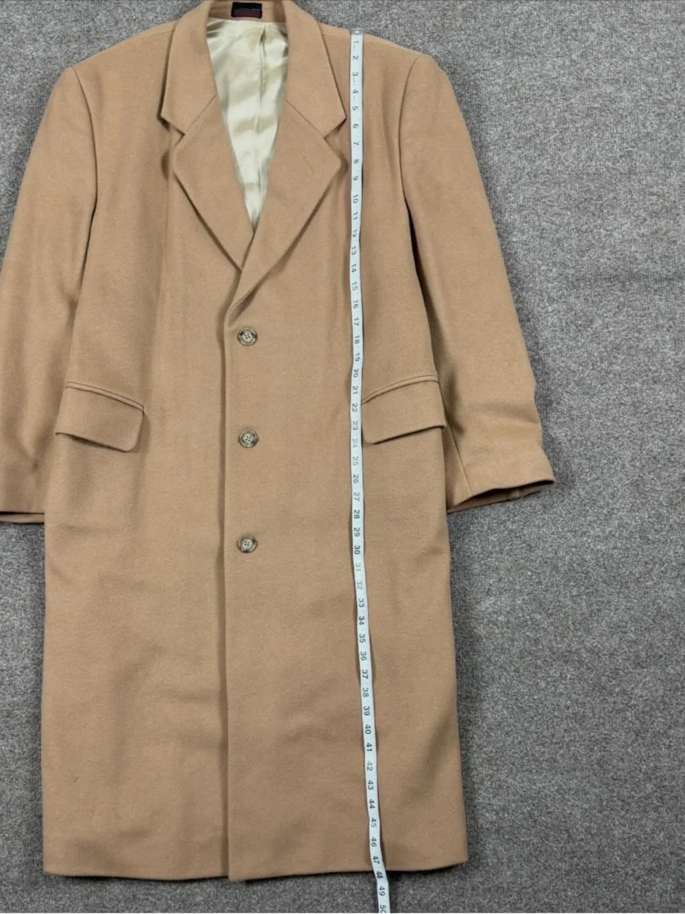 Vintage Camel Tan Long Single Breasted Wool Overcoat Men’s 42 Large Winter‎ Coat